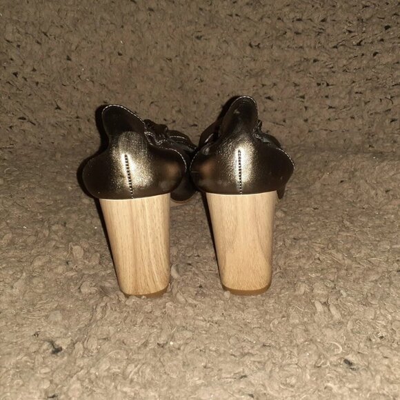 FERCA 81-Bronze Metallic Leather Ballet Pumps-Wood Spool Heels-Sz 38-Excellent - Picture 5 of 7